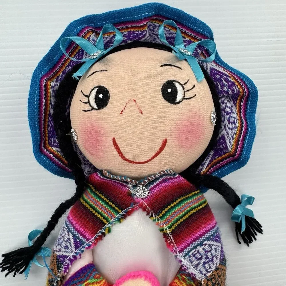 Peruvian Andean Cloth Doll Handmade Folk Art Textile Girl Figure Peru